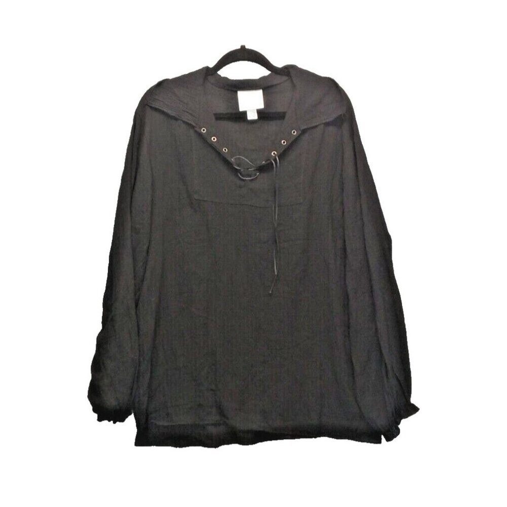 UNDERWRAPS  Lightweight Shirt Lace up One Size Women Casual Black Woven